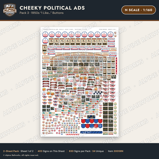 Alpine Railworks 30058N N Scale Cheeky Political Ads