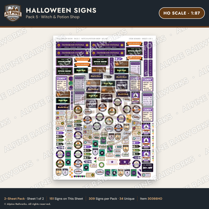 Alpine Railworks 30366HO HO Scale Halloween Signs - Witch