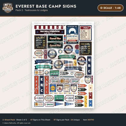 Alpine Railworks 30171O O Scale Everest Base Camp Signs - Teahouses