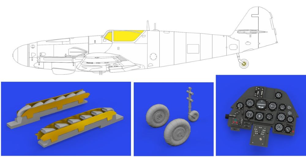 Eduard 644233 1/48 Aircraft- Bf109K4 LooKplus for EDU (Mask, Photo-Etch & Resin)