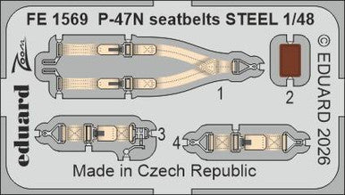 Eduard FE1569 1/48 P-47N Seatbelts STEEL Zoom Set for MINIART