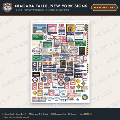 Alpine Railworks 31325HO HO Scale Niagara Falls NY Signs - Billboards