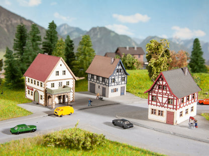 Noch 44310 Z Scale Village Set Laser-Cut Kit, Farm & 2 Houses
