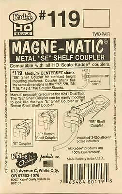 Kadee 119 HO Scale #119 SE Shelf Whisker(R) Metal Couplers Medium (9/32")