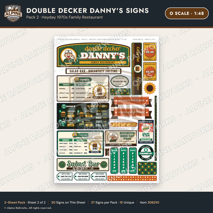 Alpine Railworks 30621O O Scale Restaurant Signs - Family Diner