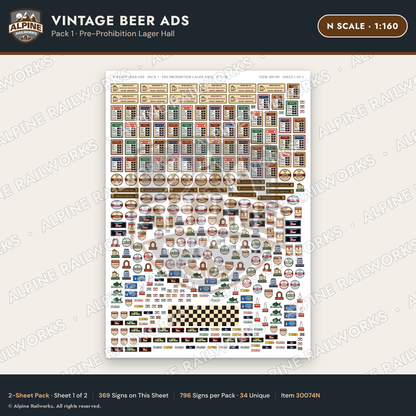 Alpine Railworks 30074N N Scale Vintage Beer Ads