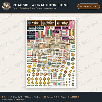 Alpine Railworks 30086HO HO Scale Roadside Attractions Signs
