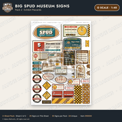 Alpine Railworks 31003O O Scale Roadside Signs - Potato Museum