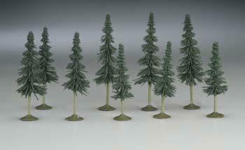 Bachmann 32104 N Scale SceneScapes Spruce Trees 3 to 4" pk9