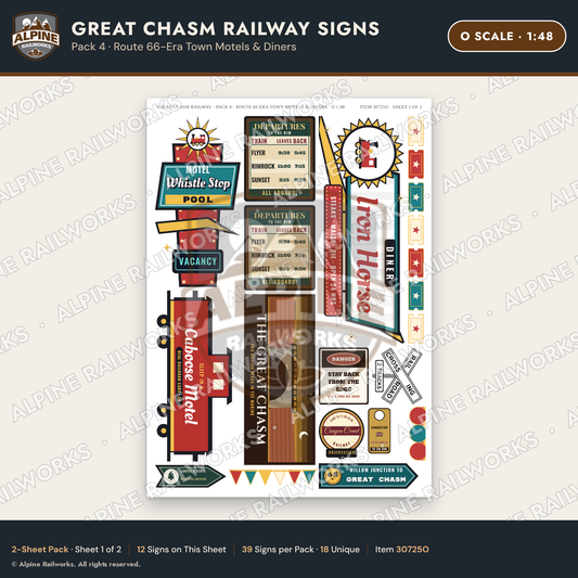 Alpine Railworks 30725O O Scale Tourist Signs - Canyon Railway