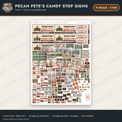 Alpine Railworks 30590N N Scale Roadside Signs - Pecan Candy Stop