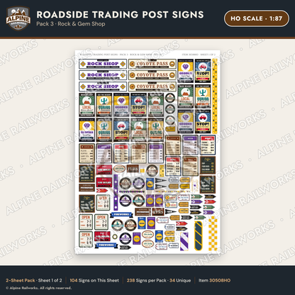 Alpine Railworks 30508HO HO Scale Roadside Trading Post Signs - Rock