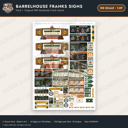 Alpine Railworks 30599HO HO Scale Fast Food Signs - Hot Dogs