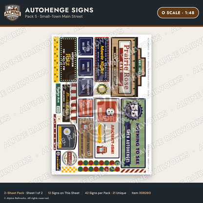 Alpine Railworks 30826O O Scale Roadside Attraction Signs - Car Henge