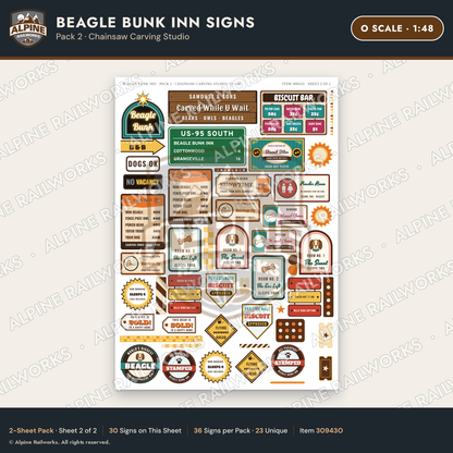 Alpine Railworks 30943O O Scale Roadside Signs - Dog-Shaped Inn