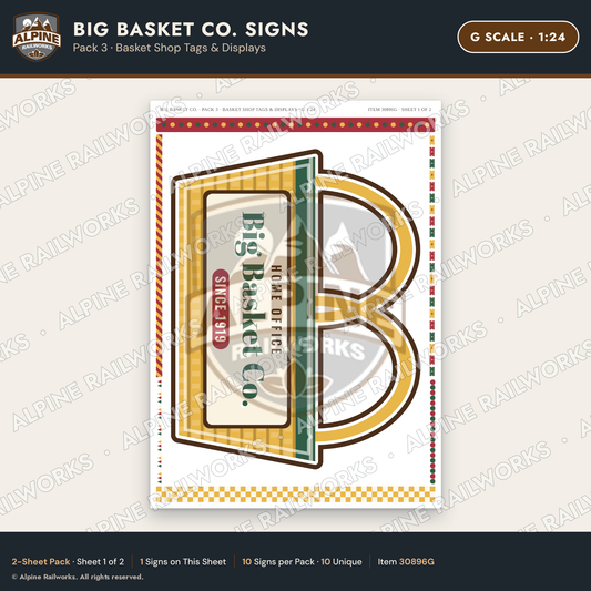 Alpine Railworks 30896G G Scale Roadside Signs - Basket Building