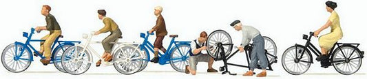 Preiser 10716 HO Scale Young People w/Bicycles -- 5 Bikes & 6 People