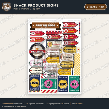 Alpine Railworks 30348G G Scale Snack Product Signs - Peanuts
