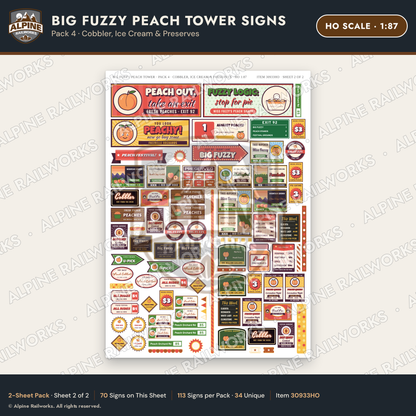 Alpine Railworks 30933HO HO Scale Roadside Signs - Peach Water Tower