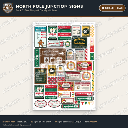 Alpine Railworks 30836O O Scale Roadside Signs - Christmas Town