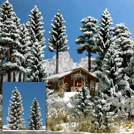 Busch 6152 HO Scale Snow Covered Spruce Trees, pkg(2)