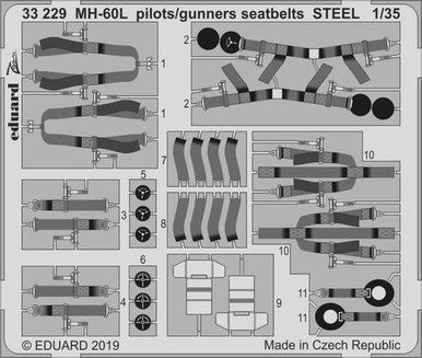 Eduard 33229 1/32 MH-60L Pilots/gunners Seatbelts Steel for Kittyhawk