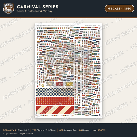 Alpine Railworks 30001N N Scale Carnival Signs - Sideshow & Midway