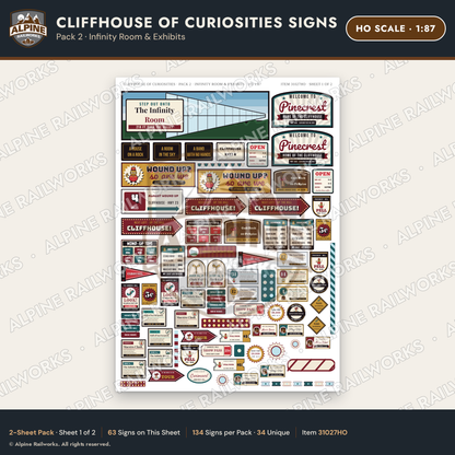 Alpine Railworks 31027HO HO Scale Roadside Signs - Curiosity House