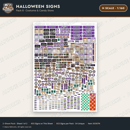 Alpine Railworks 30367N N Scale Halloween Signs - Costume
