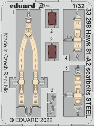 Eduard 33298 1/32 Hawk 81A2 Seatbelts Steel for LNR (Pre-Painted)