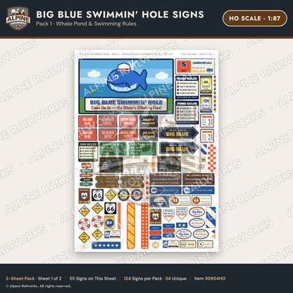 Alpine Railworks 30954HO HO Scale Roadside Signs - Blue Whale