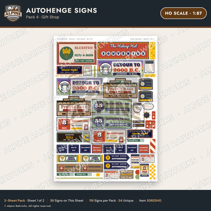 Alpine Railworks 30825HO HO Scale Roadside Signs - Car Henge