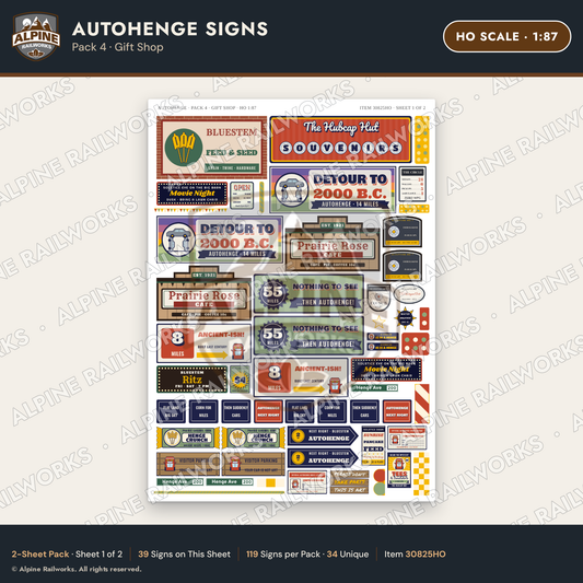 Alpine Railworks 30825HO HO Scale Roadside Signs - Car Henge