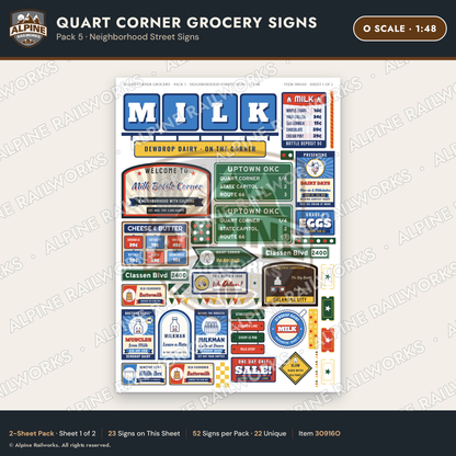 Alpine Railworks 30916O O Scale Roadside Signs - Milk Bottle Grocery