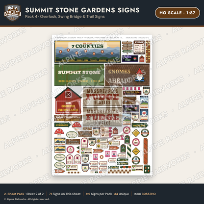 Alpine Railworks 30557HO HO Scale Roadside Signs - Rock Garden