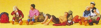 Preiser 10442 HO Scale Recreation & Sports Hikers Resting pkg(6)