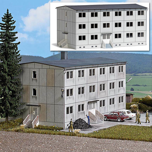 Busch 9607 HO Scale Concrete Barracks Building Kit