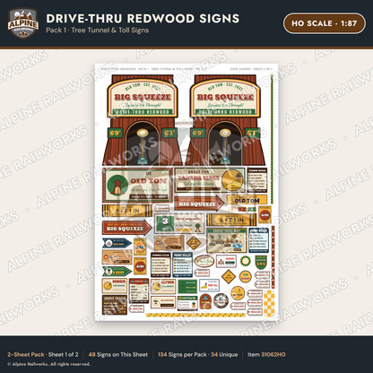 Alpine Railworks 31062HO HO Scale Roadside Signs - Drive-Thru Tree