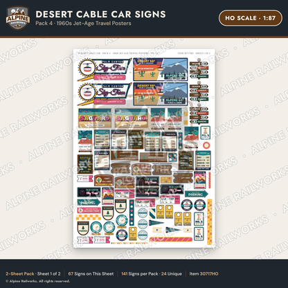 Alpine Railworks 30717HO HO Scale Tourist Signs - Desert Cable Car