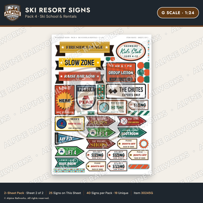 Alpine Railworks 30245G G Scale Ski Resort Signs - Ski School