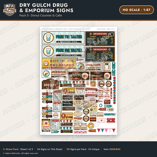 Alpine Railworks 30564HO HO Scale Roadside Signs - Western Drug Store