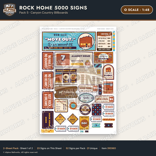 Alpine Railworks 31036O O Scale Roadside Signs - Cliff Rock House