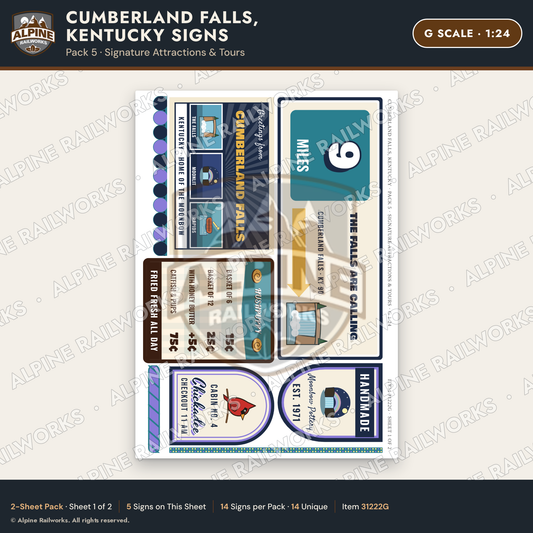 Alpine Railworks 31222G G Scale Cumberland Falls Signs - Attractions
