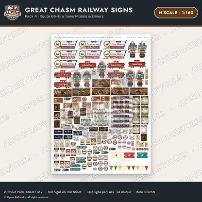 Alpine Railworks 30725N N Scale Tourist Signs - Canyon Railway