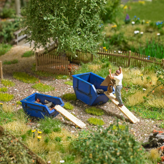 Busch 8281 N Scale Filling Skip Dumpsters Action Set