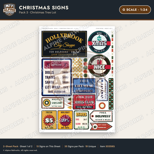 Alpine Railworks 30358G G Scale Christmas Signs - Christmas Tree Lot