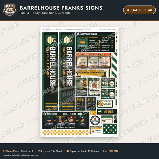 Alpine Railworks 30601O O Scale Fast Food Signs - Hot Dogs