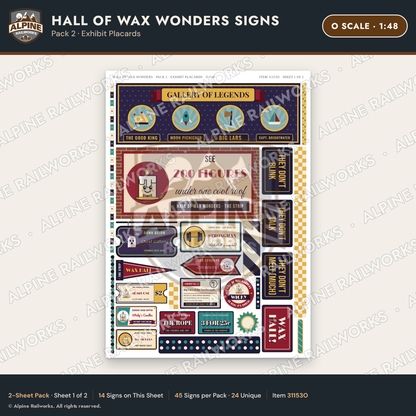 Alpine Railworks 31153O O Scale Roadside Attraction Signs - Wax Museum
