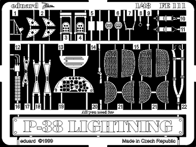 Eduard FE111 1/48 P-38 Lightning Photo Etch Interior Detail Set