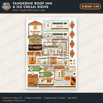 Alpine Railworks 30618O O Scale Restaurant Signs - Orange Roof Diner